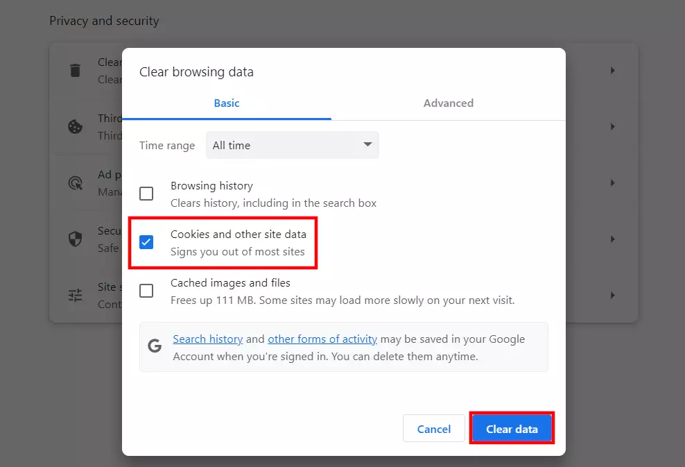 Clearing cookies in Chrome Image: Clearing cookies in Chrome