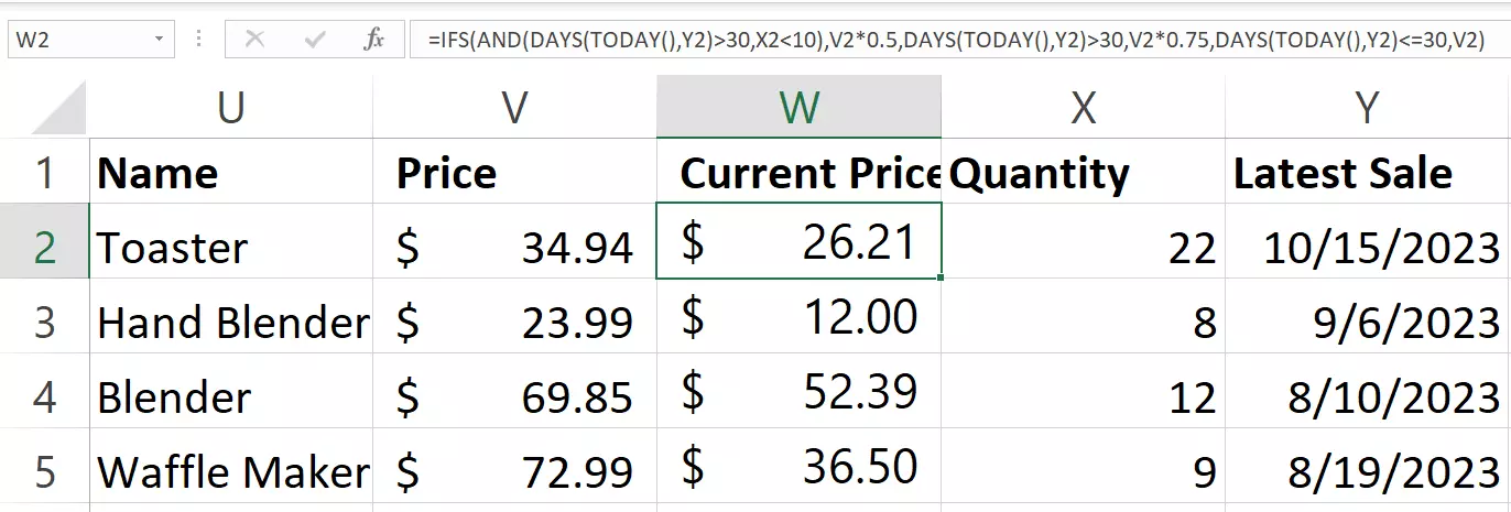 Example of IFS function using kitchen appliance sales Example of IFS function using kitchen appliance sales