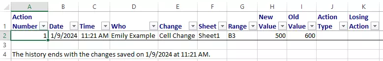 Excel: Changes are shown in a separate worksheet Image: Excel: Changes are shown in a separate worksheet