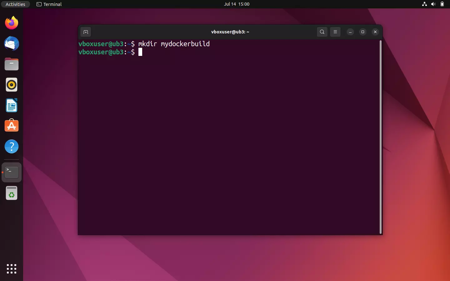 Ubuntu terminal: The command mkdir Image: Ubuntu terminal: The command mkdir