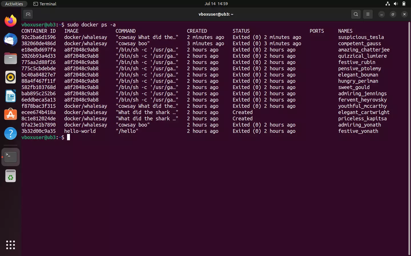 Overview of all containers on the local system Image: Overview of all containers on the local system
