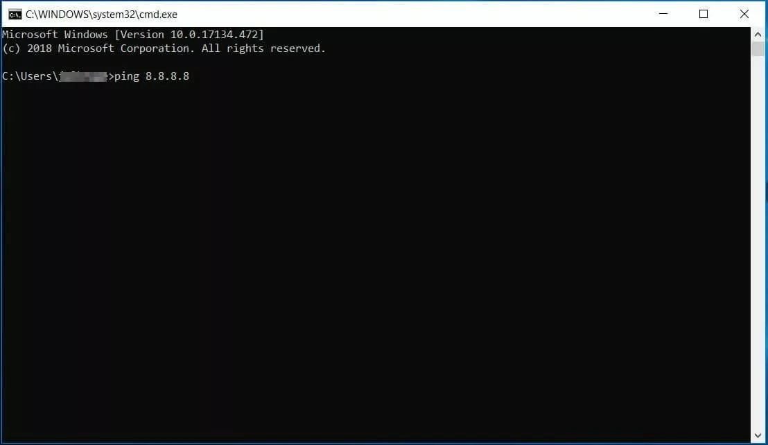 Image: The “ping” command line
