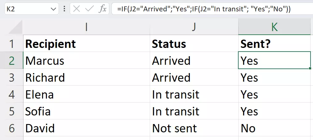 A simple excel table that shows if packages have been sent. A simple excel table that shows if packages have been sent.